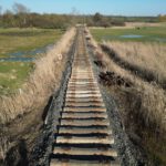 Ausgelegtes Schwellen auf der Geraden vor Münzenberg