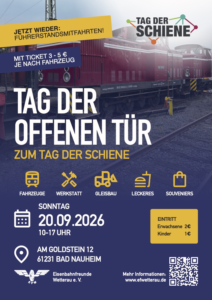 Plakat zum Tag der offenen Tür am Tag der Schiene (20.09.2026)